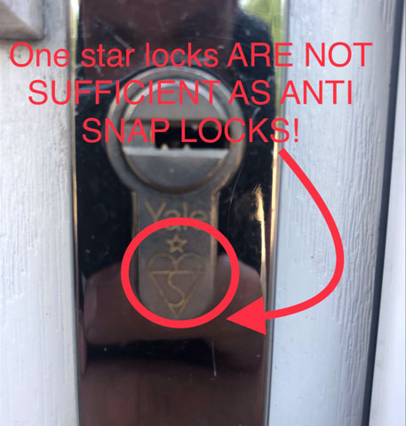 One star locks ARE NOT SUFFICIENT AS ANTI SNAP LOCKS!